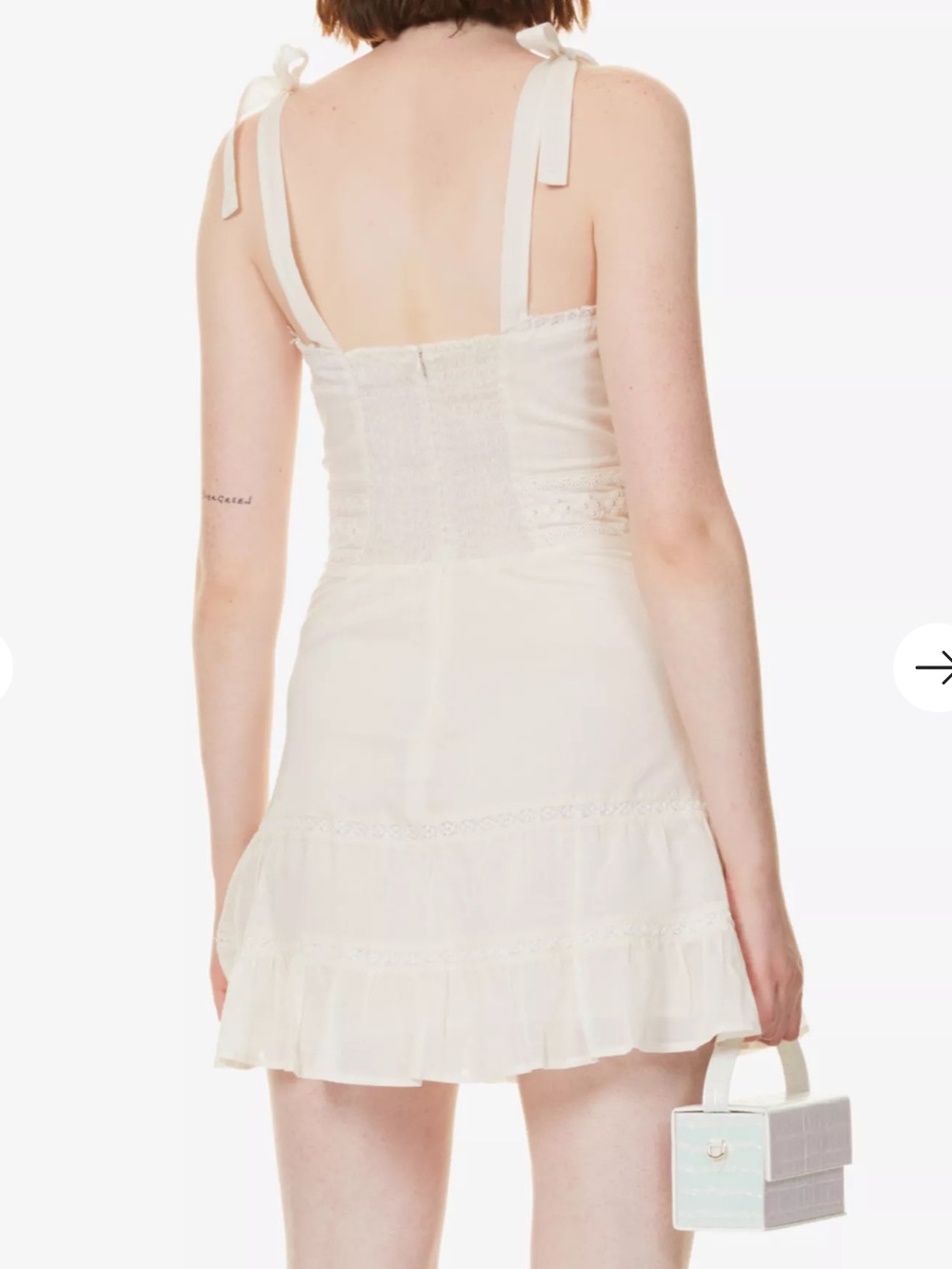 Reformation White Tie-Shoulder Eyelet Mini Dress - Picture 4 of 9